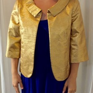J Crew Gold glam metallic cropped  jacket size 8